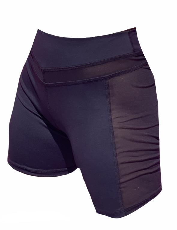 Power Mesh Cut Out Biker Short 6”